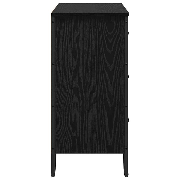Kommode Schwarz mit 6 Schubladen aus Holzwerkstoff 91 x 35,5 x 74,5 cm