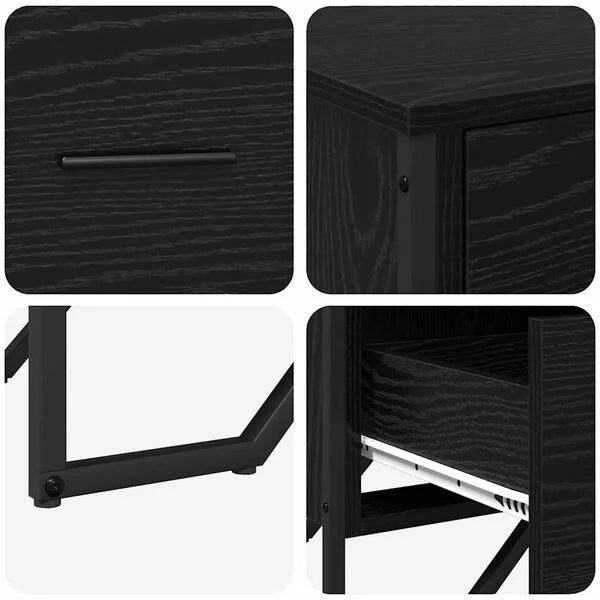 Kommode Schwarz mit 6 Schubladen aus Holzwerkstoff 91 x 35,5 x 74,5 cm