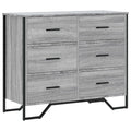 Kommode Grau Sonoma mit 6 Schubladen aus Holzwerkstoff 91 x 35,5 x 74,5 cm