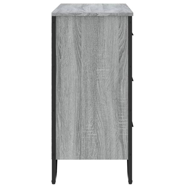 Kommode Grau Sonoma mit 6 Schubladen aus Holzwerkstoff 91 x 35,5 x 74,5 cm