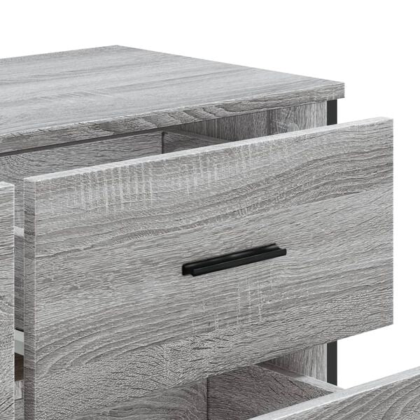 Kommode Grau Sonoma mit 6 Schubladen aus Holzwerkstoff 91 x 35,5 x 74,5 cm