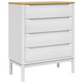 Kommode Kiefer Massivholz Weiß mit 4 Schubladen 76,5 x 39 x 90,5 cm