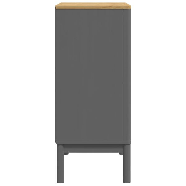 Kommode Kiefer Massivholz Grau mit 4 Schubladen 76,5 x 39 x 90,5 cm