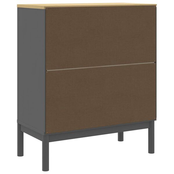 Kommode Kiefer Massivholz Grau mit 4 Schubladen 76,5 x 39 x 90,5 cm