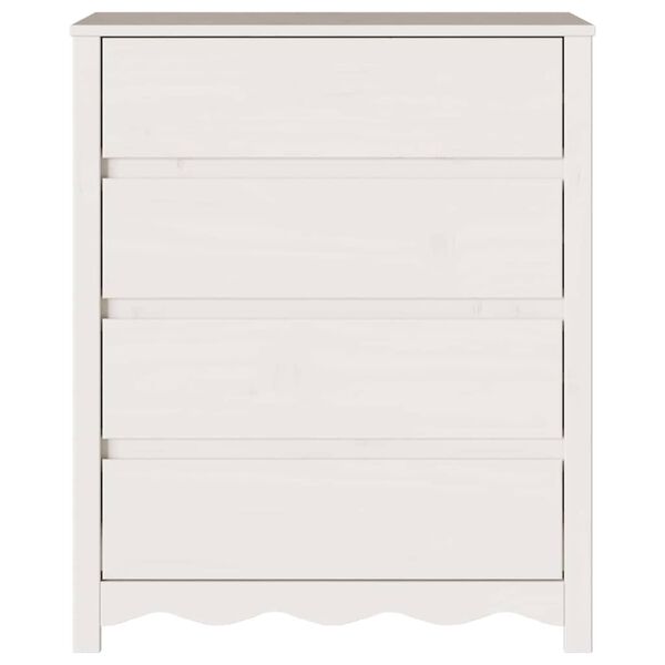 Kommode aus Kiefernholz Weiß mit 4 Schubladen 76,5 x 40 x 91 cm