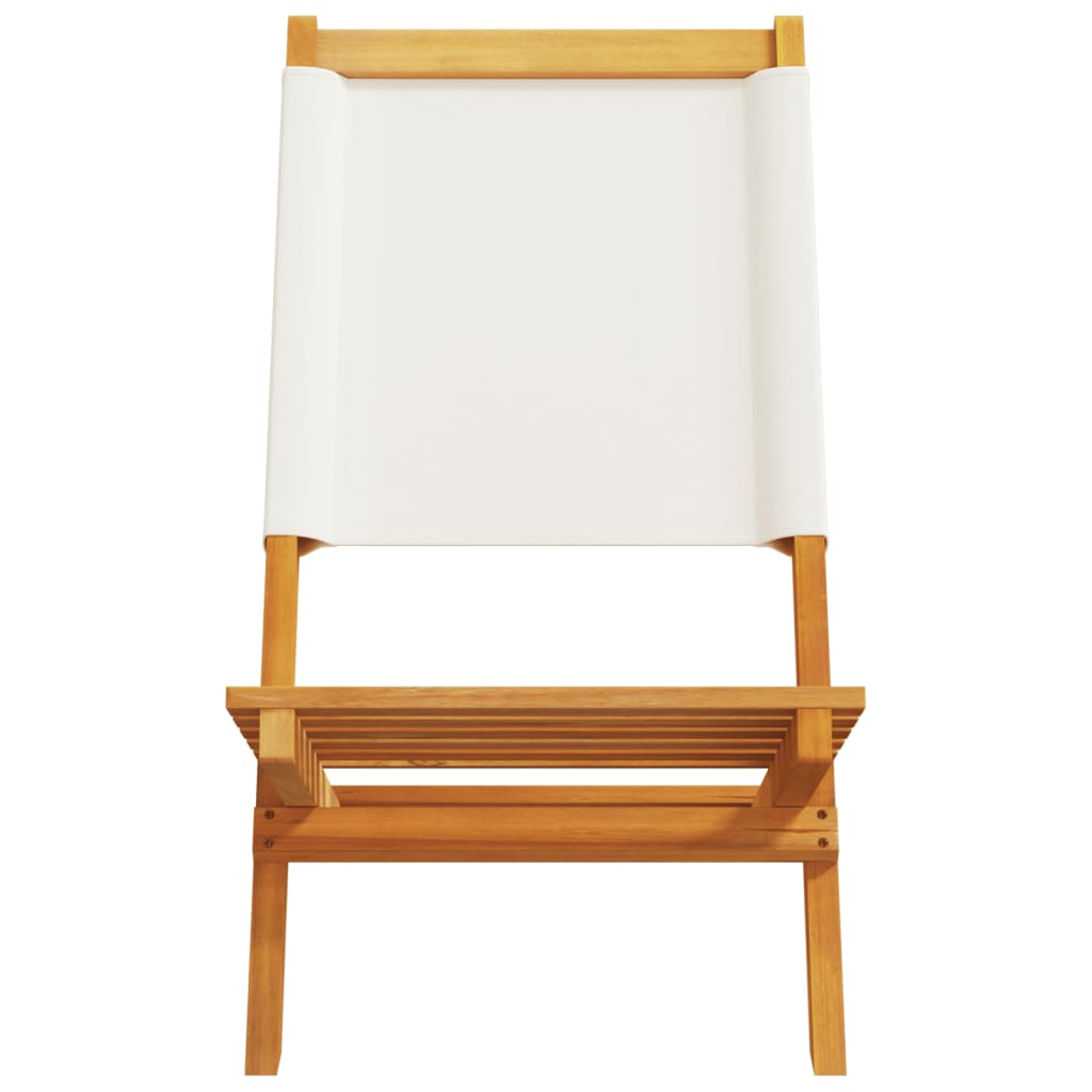 Klappbare Gartenstühle aus Akazienholz 2er-Set Creme mit Rückenlehne 41 x 72 x 68 cm
