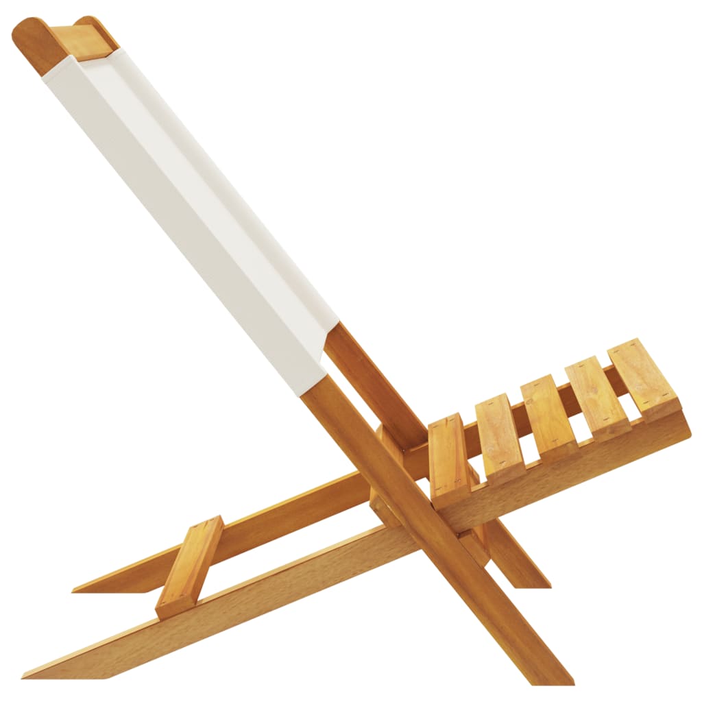 Klappbare Gartenstühle aus Akazienholz 2er-Set Creme mit Rückenlehne 41 x 72 x 68 cm