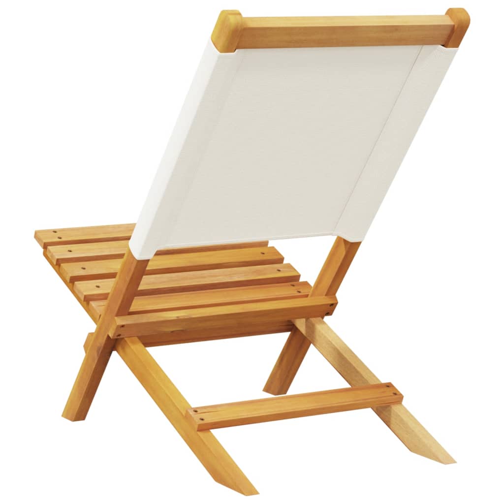 Klappbare Gartenstühle aus Akazienholz 2er-Set Creme mit Rückenlehne 41 x 72 x 68 cm