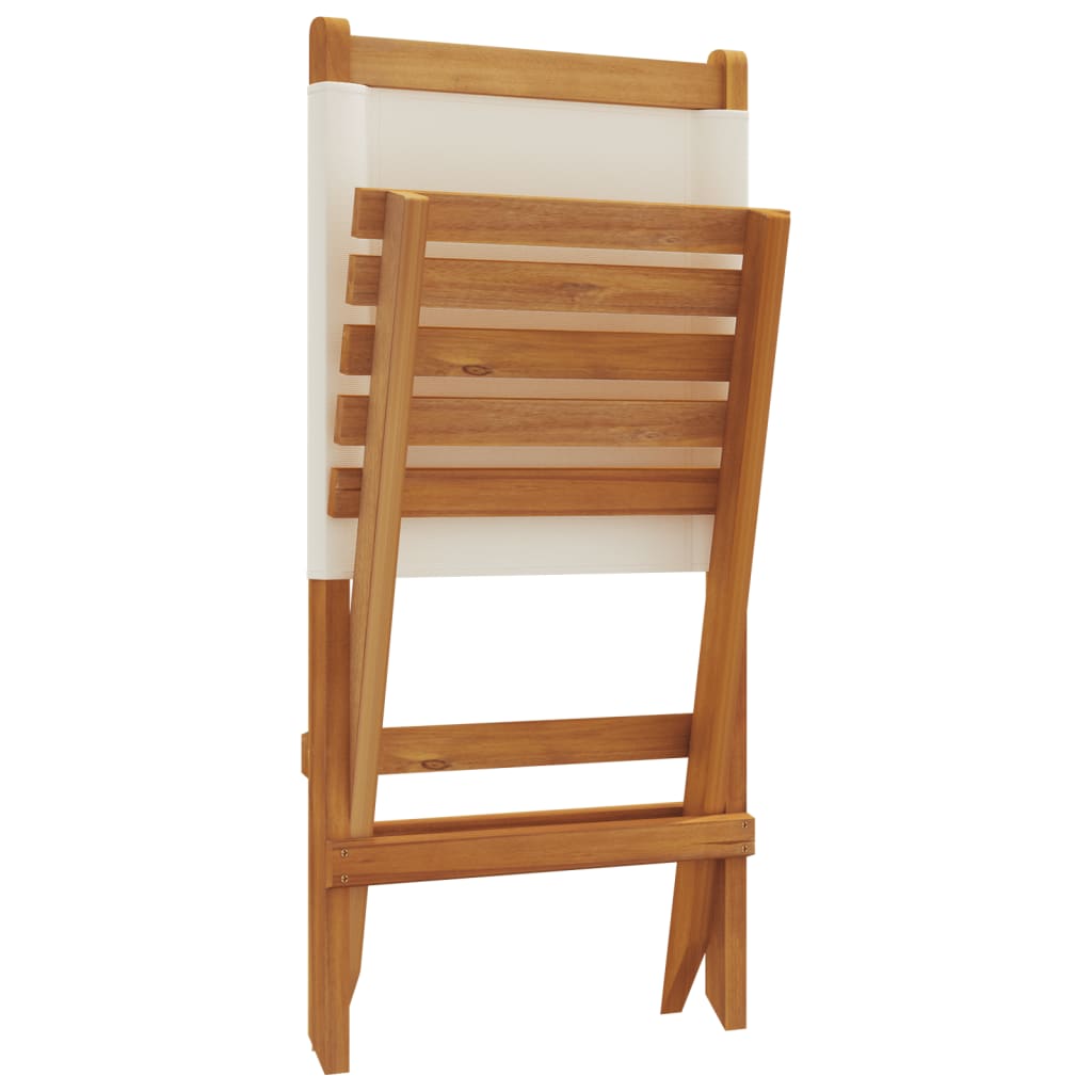 Klappbare Gartenstühle aus Akazienholz 2er-Set Creme mit Rückenlehne 41 x 72 x 68 cm