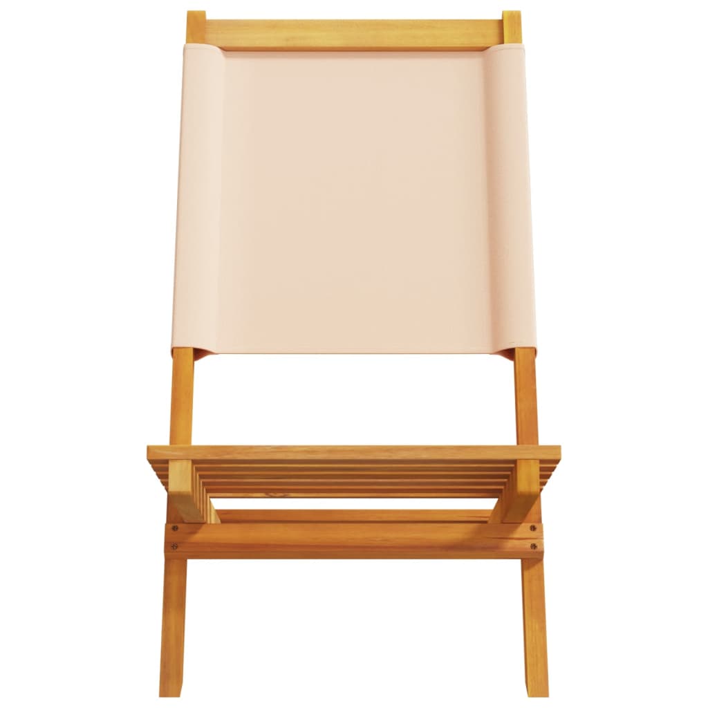 Klappbare Gartenstühle aus Akazienholz 2er-Set Beige mit Rückenlehne 41 x 72 x 68 cm