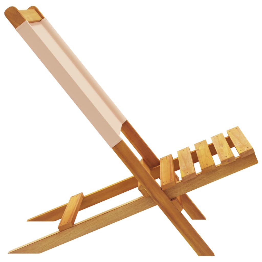 Klappbare Gartenstühle aus Akazienholz 2er-Set Beige mit Rückenlehne 41 x 72 x 68 cm