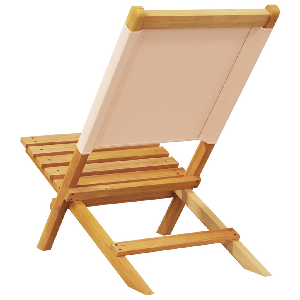 Klappbare Gartenstühle aus Akazienholz 2er-Set Beige mit Rückenlehne 41 x 72 x 68 cm