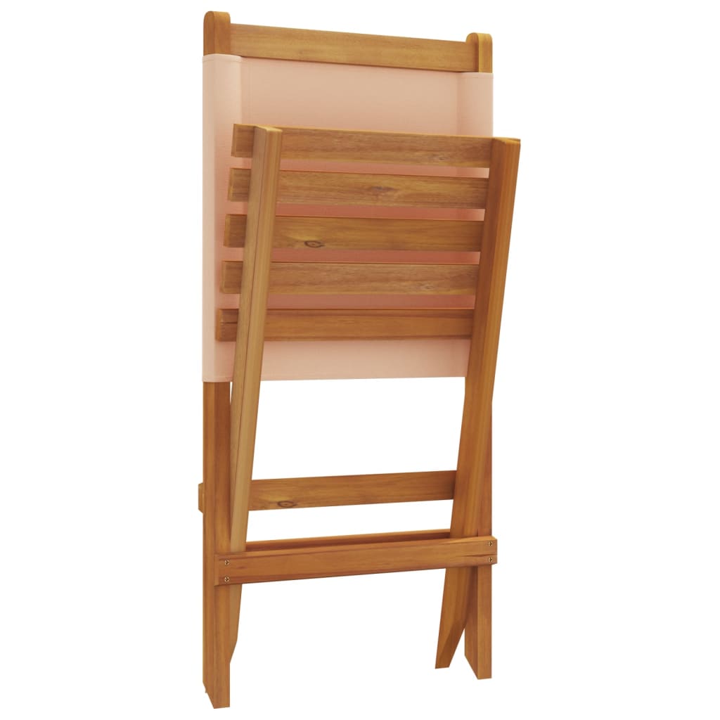 Klappbare Gartenstühle aus Akazienholz 2er-Set Beige mit Rückenlehne 41 x 72 x 68 cm