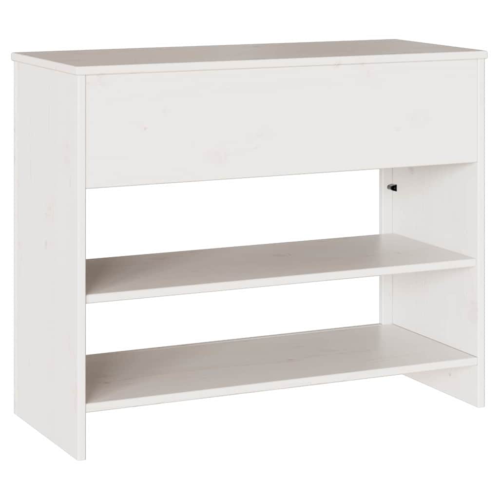 Konsolentisch mit Schubladen & Regalen aus Kiefernholz Massiv Weiß 89,5 x 37 x 73 cm
