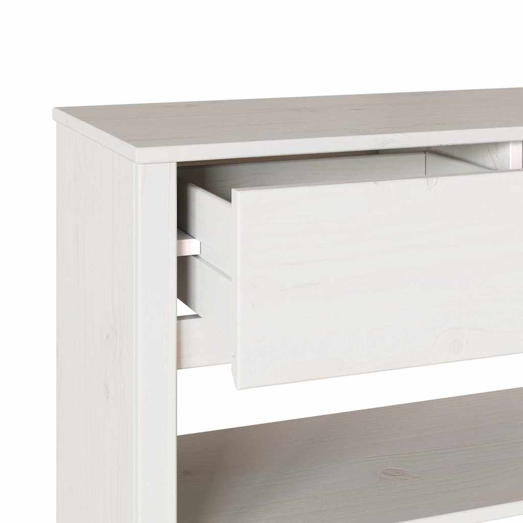 Konsolentisch mit Schubladen & Regalen aus Kiefernholz Massiv Weiß 89,5 x 37 x 73 cm