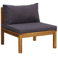 Garten-Mittelsofa Akazie Massivholz mit Kissen Dunkelgrau 65 x 69 x 62,5 cm
