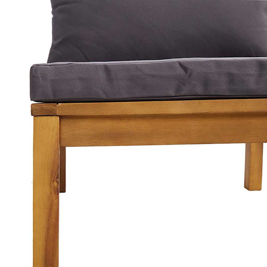 Garten-Mittelsofa Akazie Massivholz mit Kissen Dunkelgrau 65 x 69 x 62,5 cm