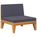 Lounge Mittelsofa Holz Akazie Massiv Natur Dunkelgrau 66 x 68,5 x 62 cm