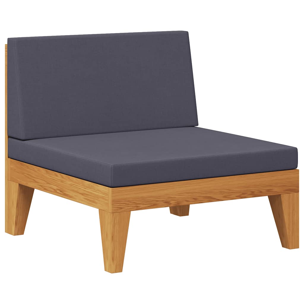 Lounge Mittelsofa Holz Akazie Massiv Natur Dunkelgrau 66 x 68,5 x 62 cm