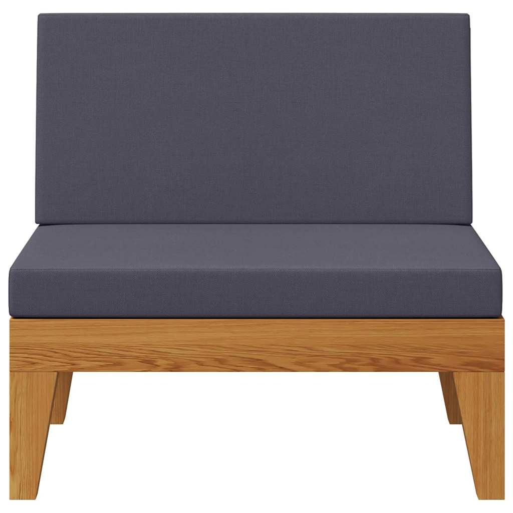 Lounge Mittelsofa Holz Akazie Massiv Natur Dunkelgrau 66 x 68,5 x 62 cm