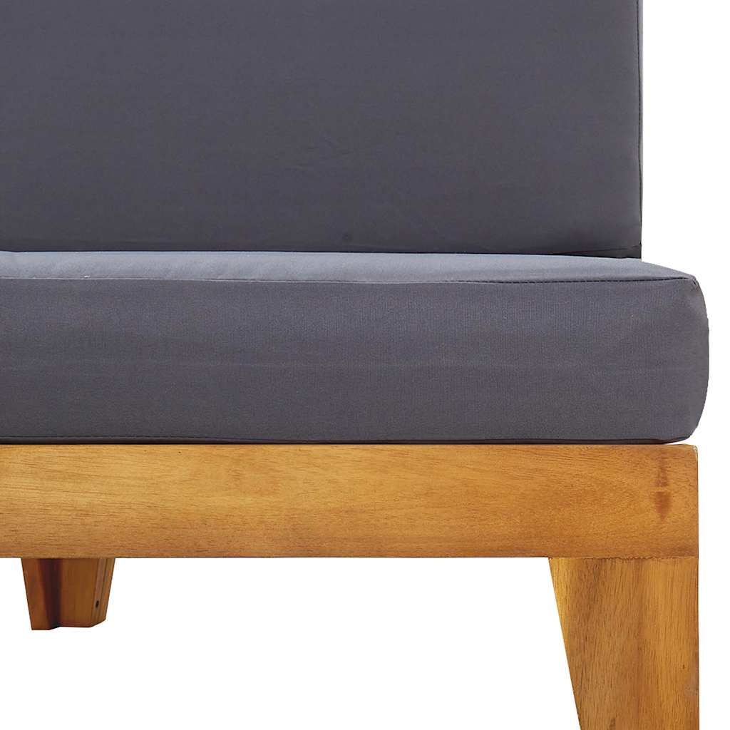 Lounge Mittelsofa Holz Akazie Massiv Natur Dunkelgrau 66 x 68,5 x 62 cm