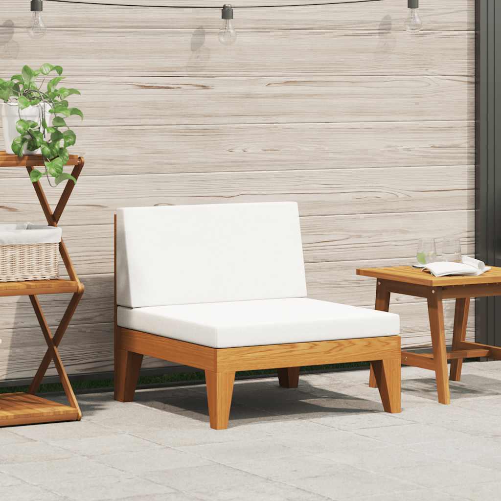 Lounge Mittelsofa Holz Akazie Massiv Natur Weiß 66 x 68,5 x 62 cm