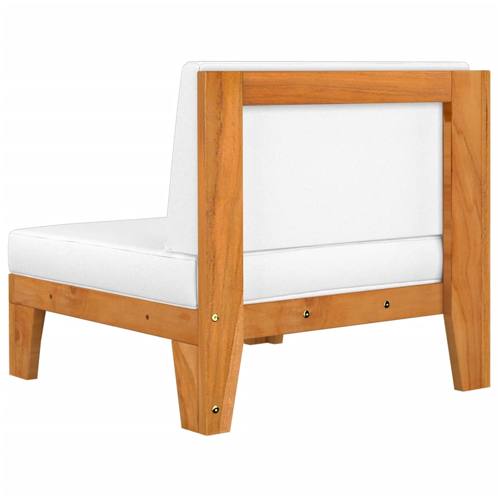 Lounge Mittelsofa Holz Akazie Massiv Natur Weiß 66 x 68,5 x 62 cm