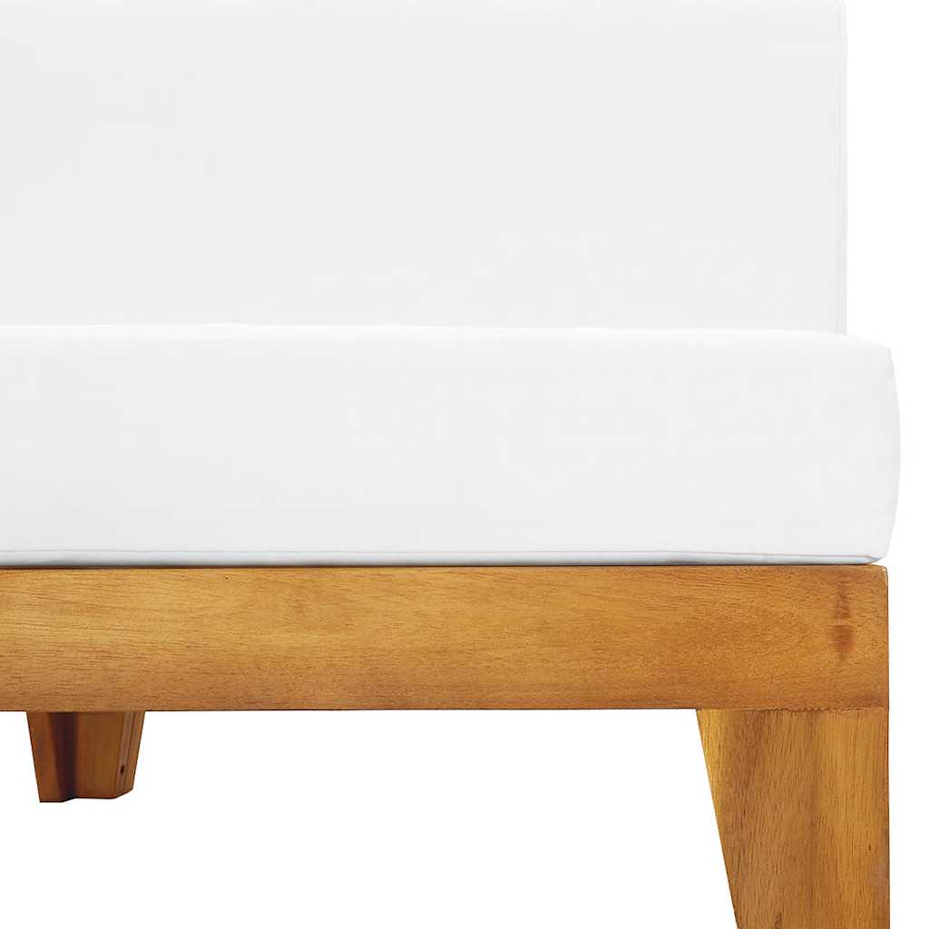 Lounge Mittelsofa Holz Akazie Massiv Natur Weiß 66 x 68,5 x 62 cm