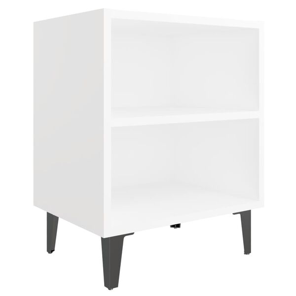 Nachttisch 2er Set Weiß mit 2 Regalen 40 x 30 x 50 cm