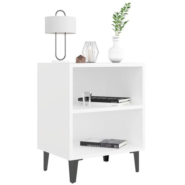 Nachttisch 2er Set Weiß mit 2 Regalen 40 x 30 x 50 cm