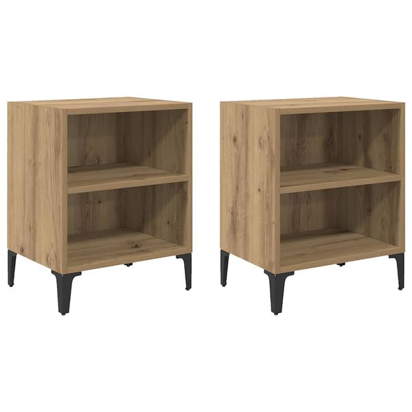 Nachttisch 2er Set Artisan-Eiche mit 2 Regalen 40 x 30 x 50 cm