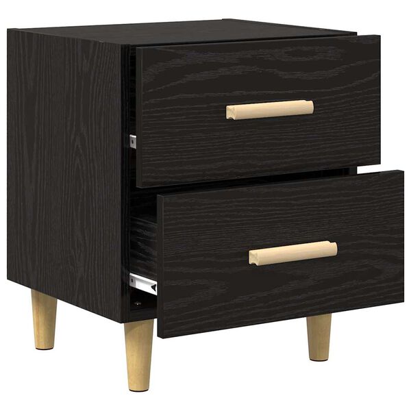 2er Set Nachttisch Schwarz Eichen-Optik mit 2 Schubladen 40 x 35 x 47,5 cm