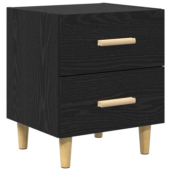2er Set Nachttisch Schwarz Eichen-Optik mit 2 Schubladen 40 x 35 x 47,5 cm