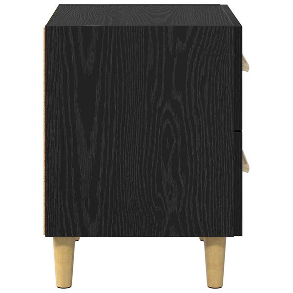 2er Set Nachttisch Schwarz Eichen-Optik mit 2 Schubladen 40 x 35 x 47,5 cm