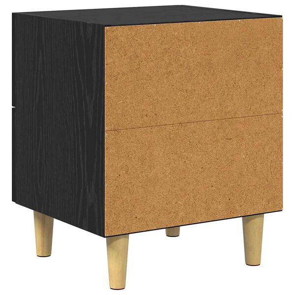 2er Set Nachttisch Schwarz Eichen-Optik mit 2 Schubladen 40 x 35 x 47,5 cm