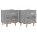 2er Set Nachttisch Grau Sonoma mit 2 Schubladen 40 x 35 x 47,5 cm