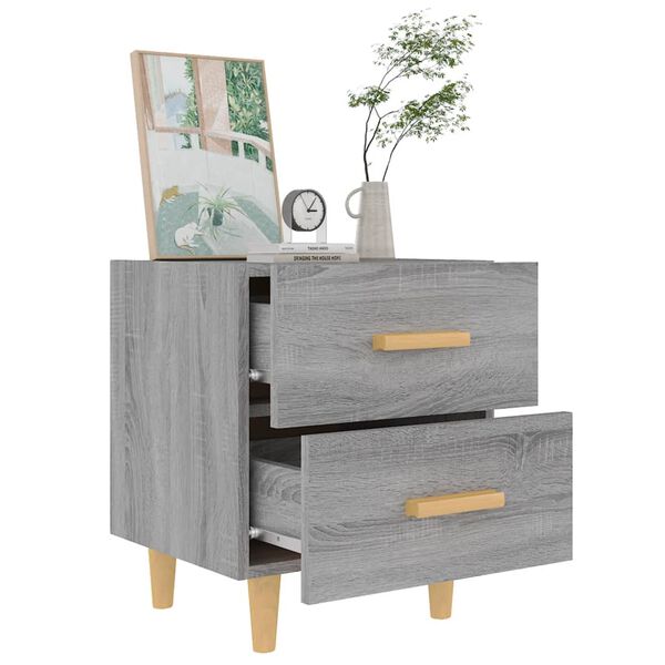 2er Set Nachttisch Grau Sonoma mit 2 Schubladen 40 x 35 x 47,5 cm