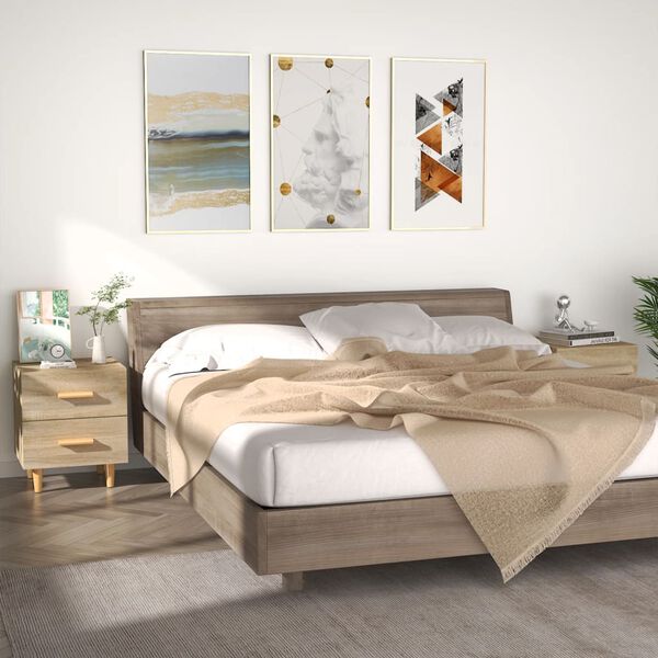 2er Set Nachttisch Sonoma Eiche mit 2 Schubladen 40 x 35 x 47,5 cm