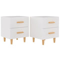 2er Set Nachttisch Weiß mit 2 Schubladen 40 x 35 x 47,5 cm