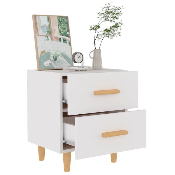 2er Set Nachttisch Weiß mit 2 Schubladen 40 x 35 x 47,5 cm