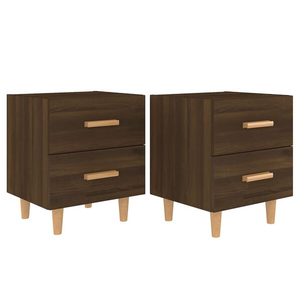 2er Set Nachttisch Braun Eiche mit 2 Schubladen 40 x 35 x 47,5 cm