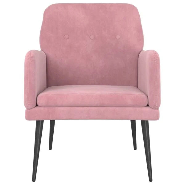 Relaxsessel Samt Rosa mit Metallgestell 62 x 79 x 79 cm