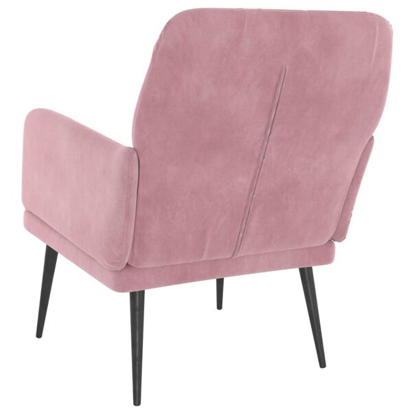 Relaxsessel Samt Rosa mit Metallgestell 62 x 79 x 79 cm
