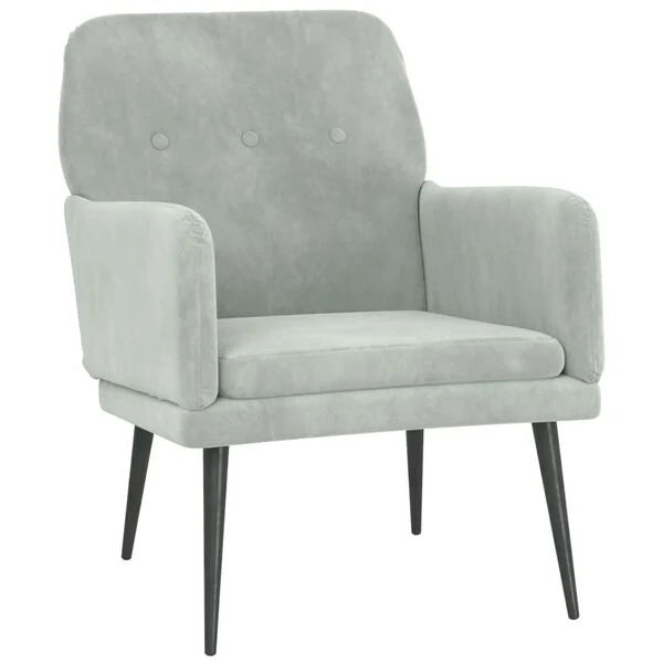 Relaxsessel Samt Hellgrau mit Metallgestell 62 x 79 x 79 cm