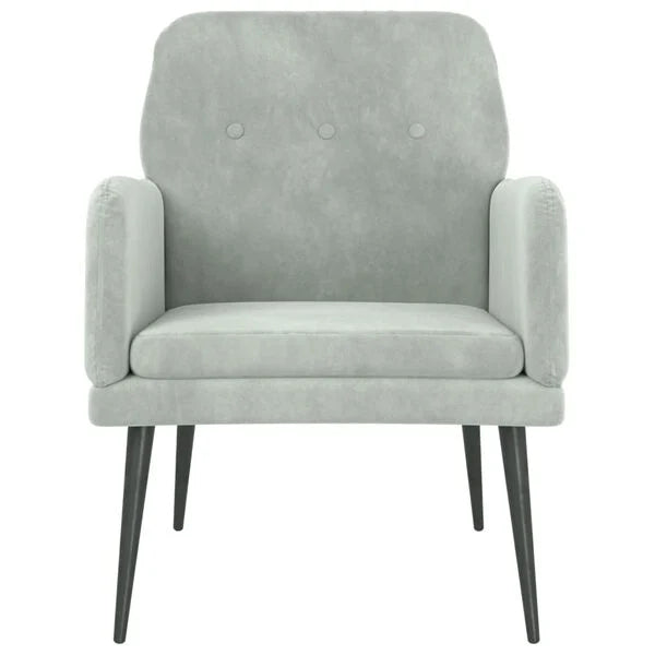 Relaxsessel Samt Hellgrau mit Metallgestell 62 x 79 x 79 cm