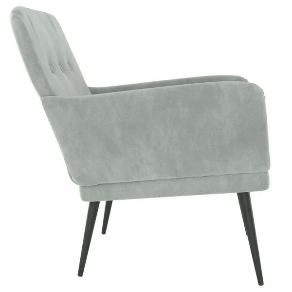 Relaxsessel Samt Hellgrau mit Metallgestell 62 x 79 x 79 cm
