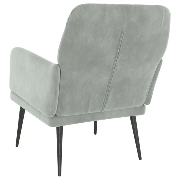 Relaxsessel Samt Hellgrau mit Metallgestell 62 x 79 x 79 cm