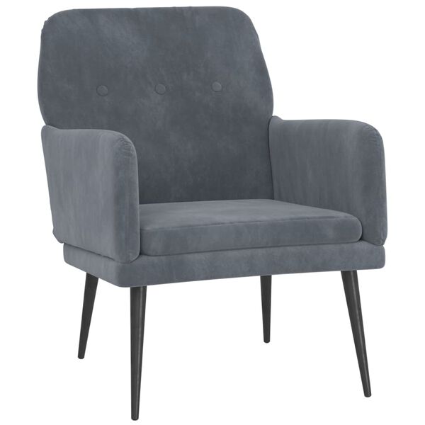 Relaxsessel Samt Dunkelgrau mit Metallgestell 62 x 79 x 79 cm