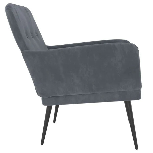 Relaxsessel Samt Dunkelgrau mit Metallgestell 62 x 79 x 79 cm