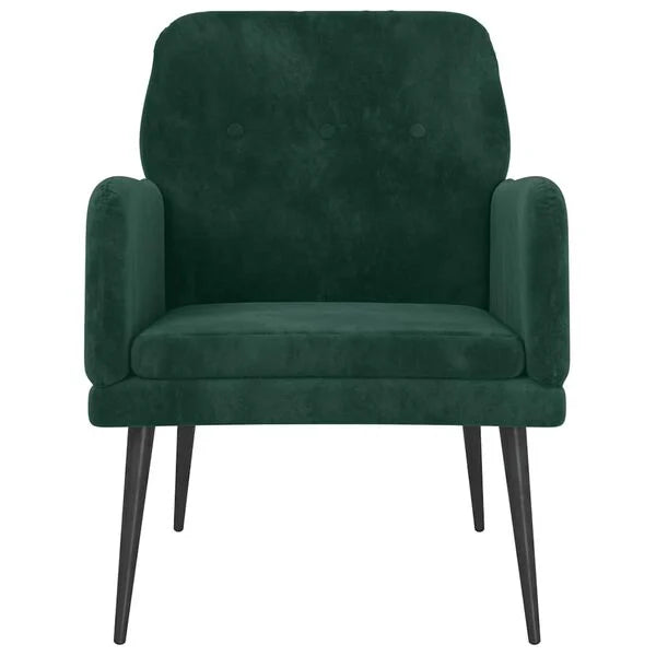Relaxsessel Samt Dunkelgrün mit Metallgestell 62 x 79 x 79 cm
